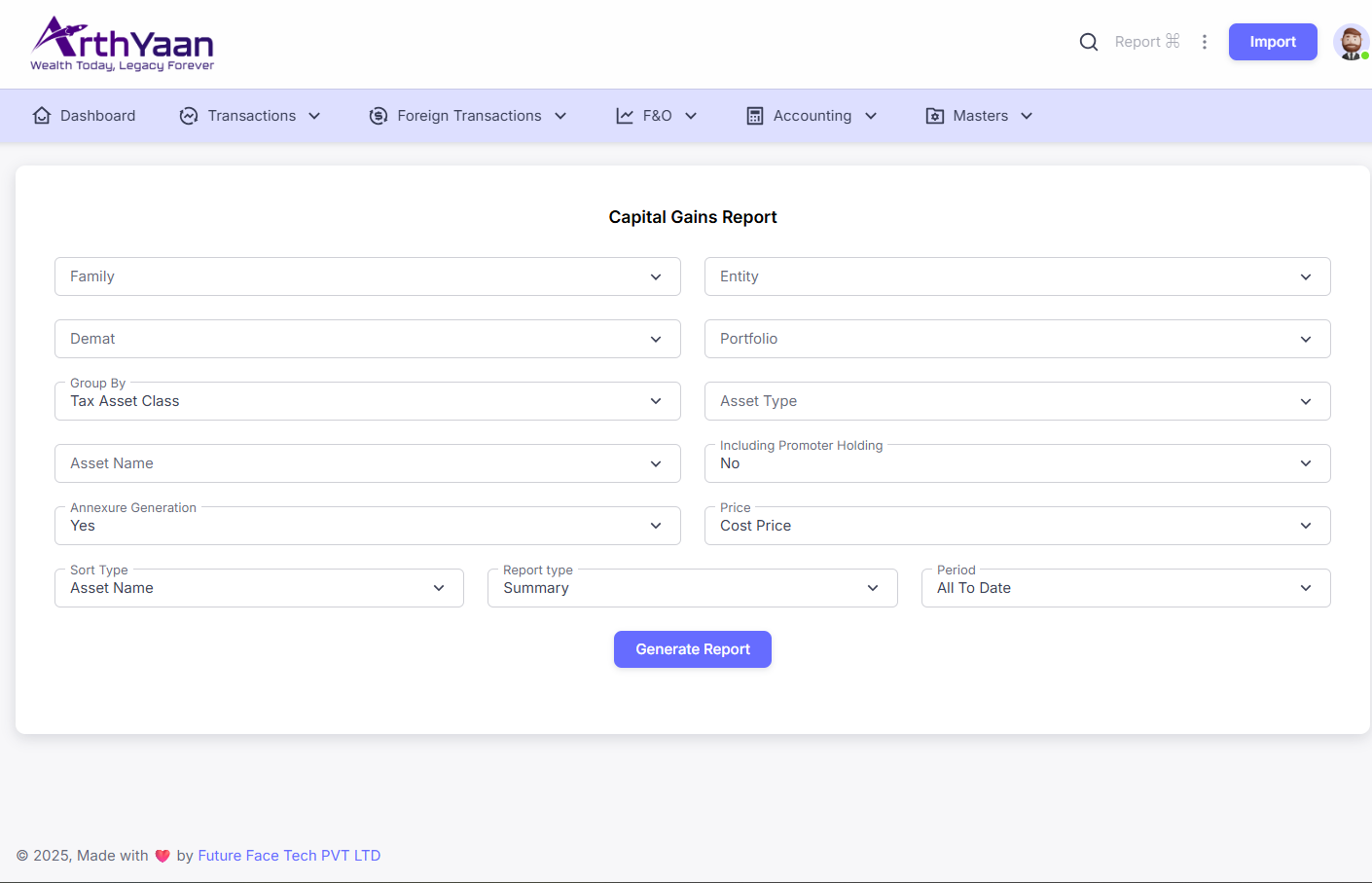 Capital Gains Reports